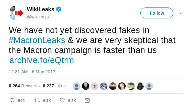 Assange vouching for MacronLeaks fake
